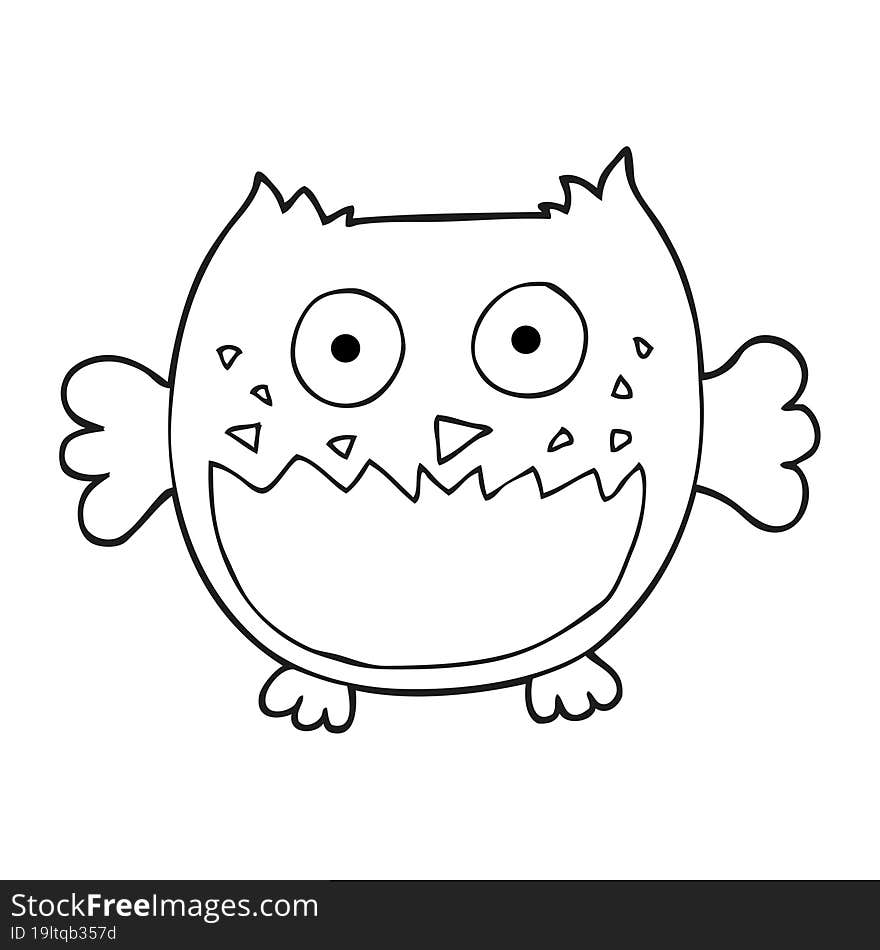 black and white cartoon owl