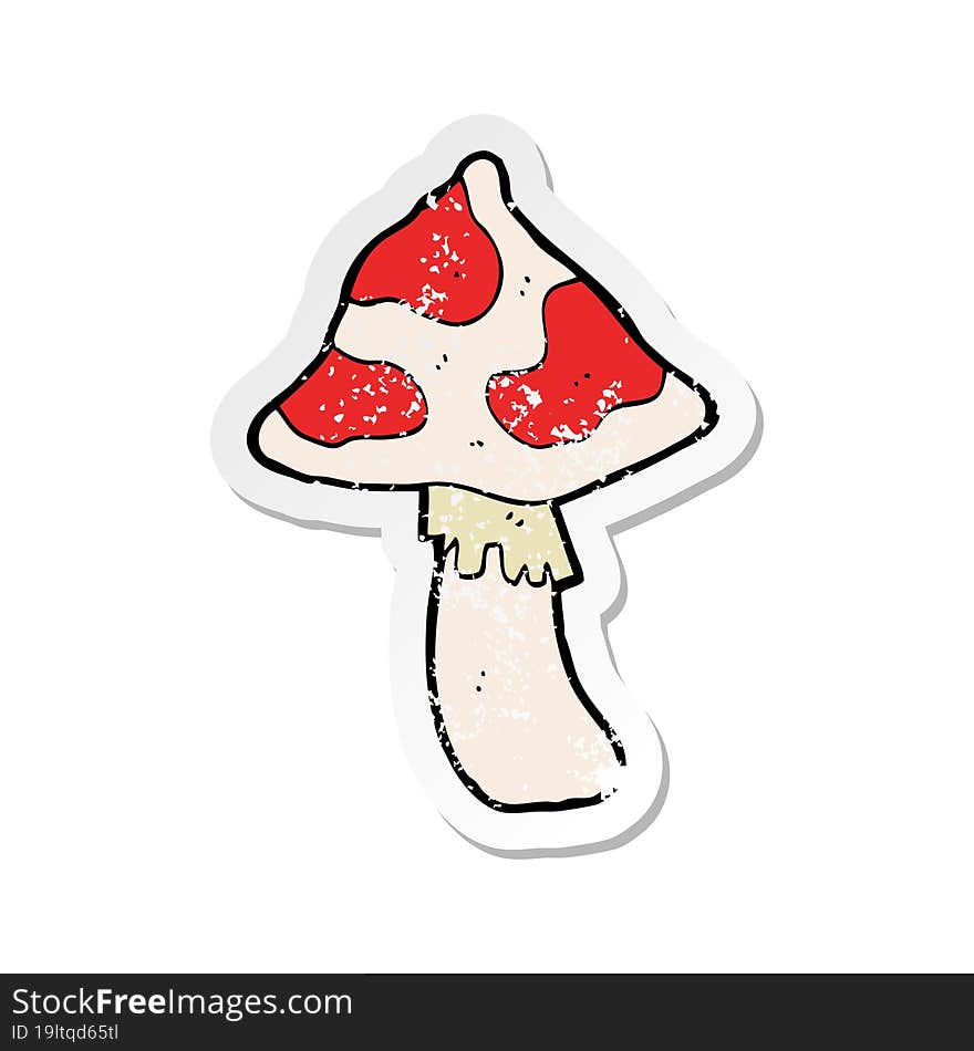 retro distressed sticker of a cartoon toadstool