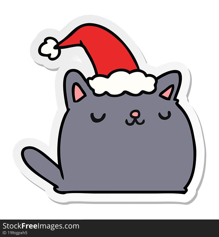 christmas sticker cartoon of kawaii cat