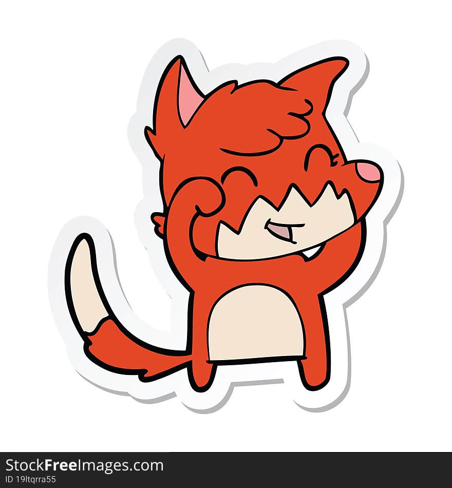 sticker of a happy cartoon fox