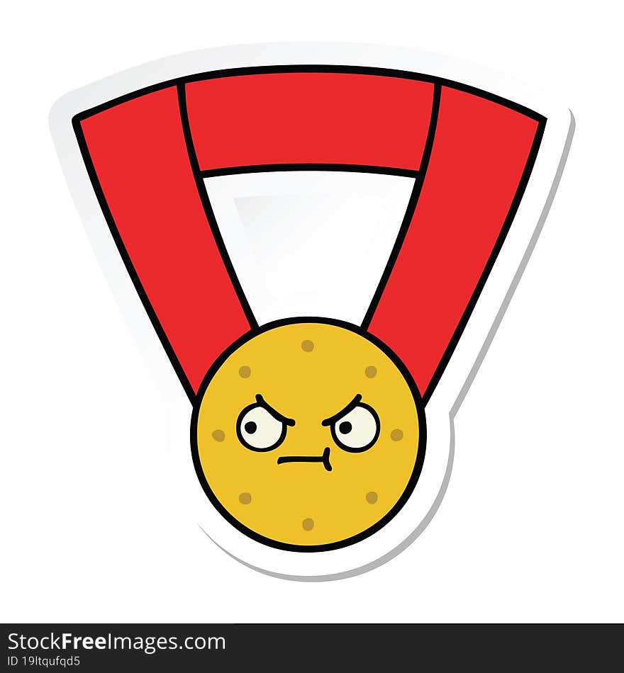 Sticker Of A Cute Cartoon Gold Medal