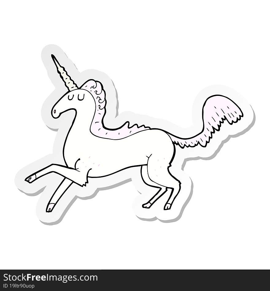 sticker of a cartoon unicorn