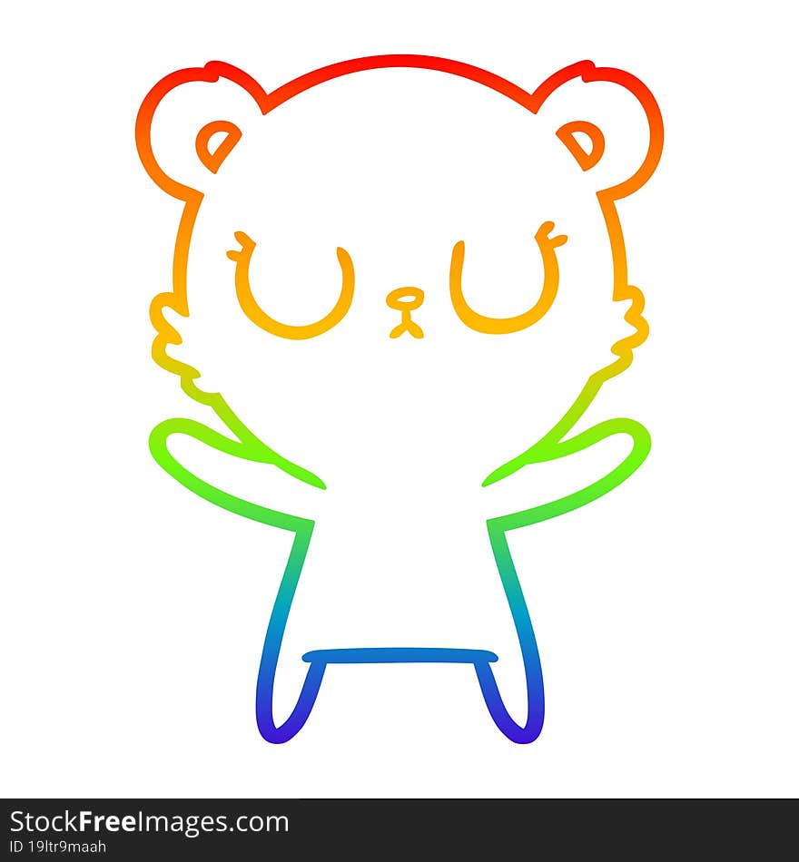 rainbow gradient line drawing peaceful cartoon bear