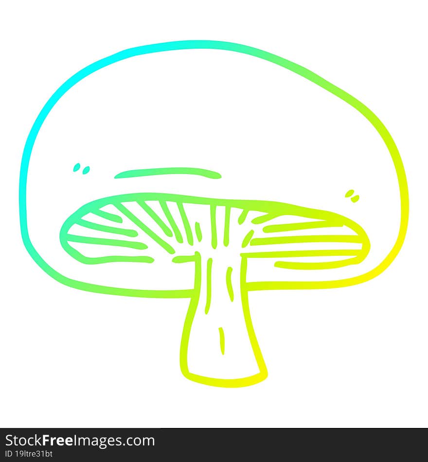 Cold Gradient Line Drawing Cartoon Mushroom