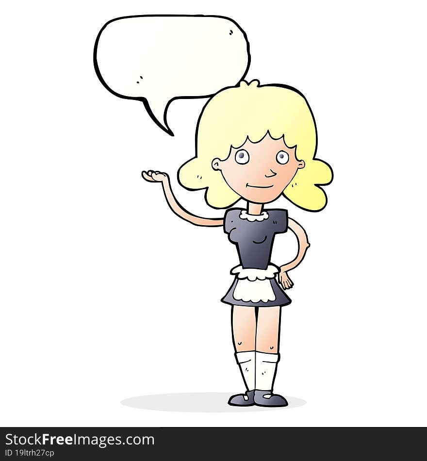 Cartoon Maid With Speech Bubble