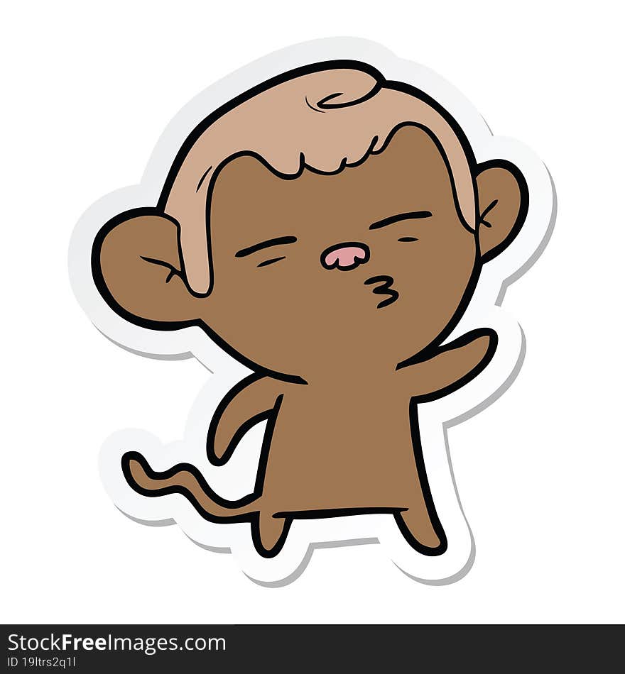 sticker of a cartoon suspicious monkey