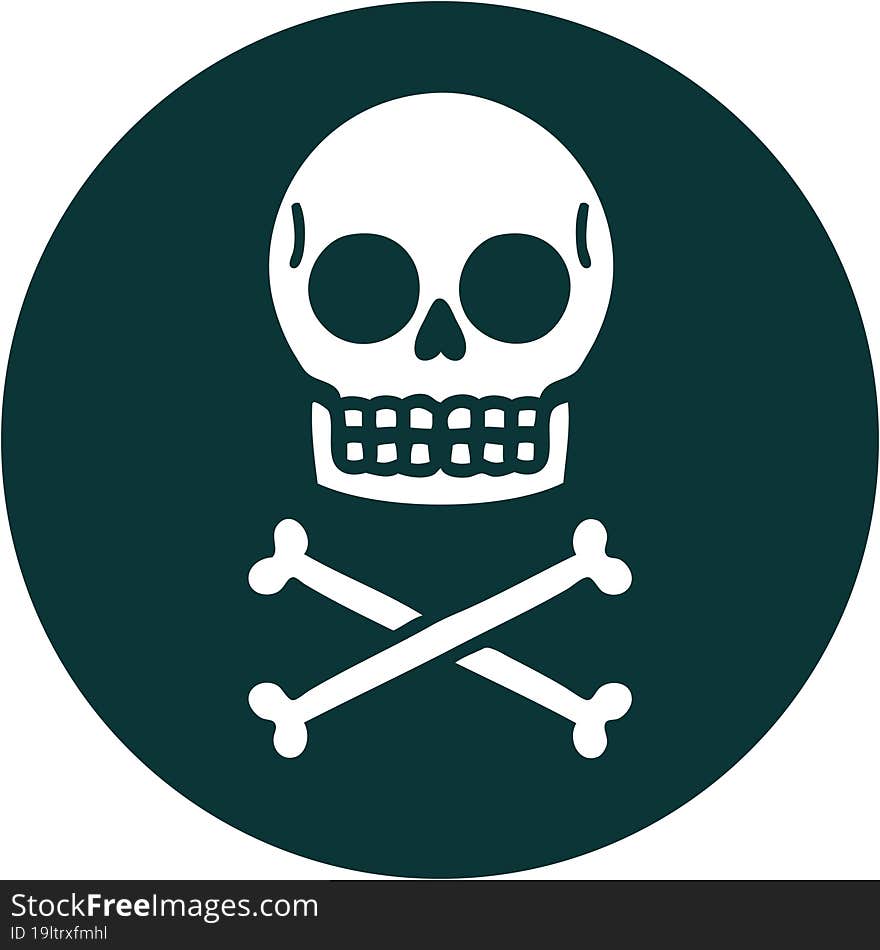 tattoo style icon of a skull and bones