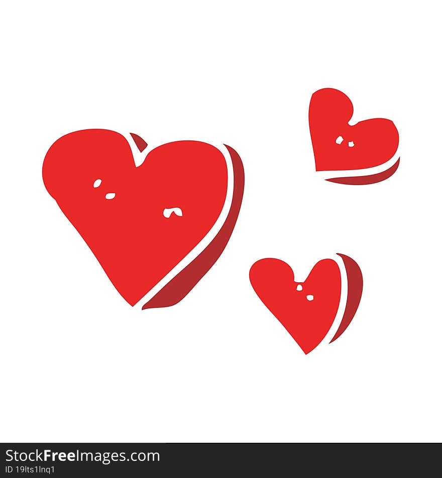 Flat Color Illustration Of A Cartoon Hearts