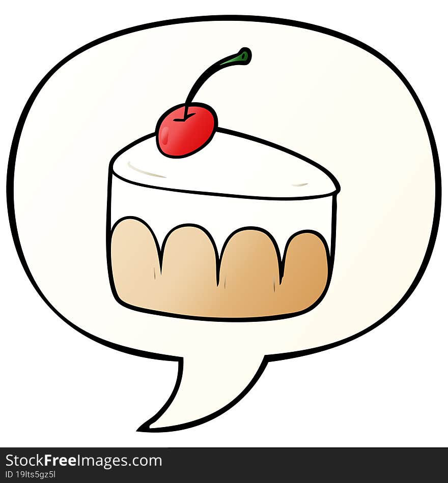 cartoon tasty dessert and speech bubble in smooth gradient style