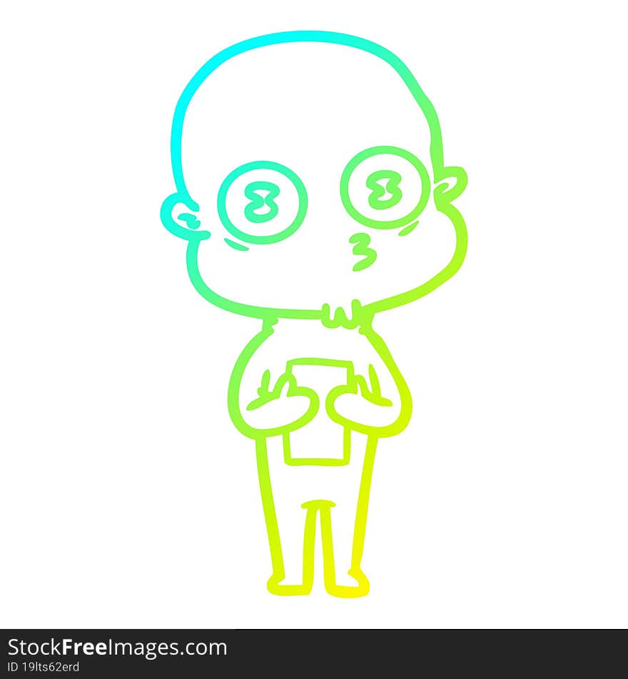 cold gradient line drawing cartoon weird bald spaceman