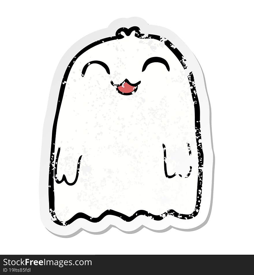 Distressed Sticker Of A Cartoon Ghost