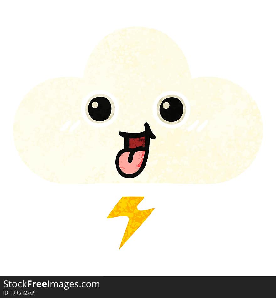 retro illustration style cartoon of a storm cloud