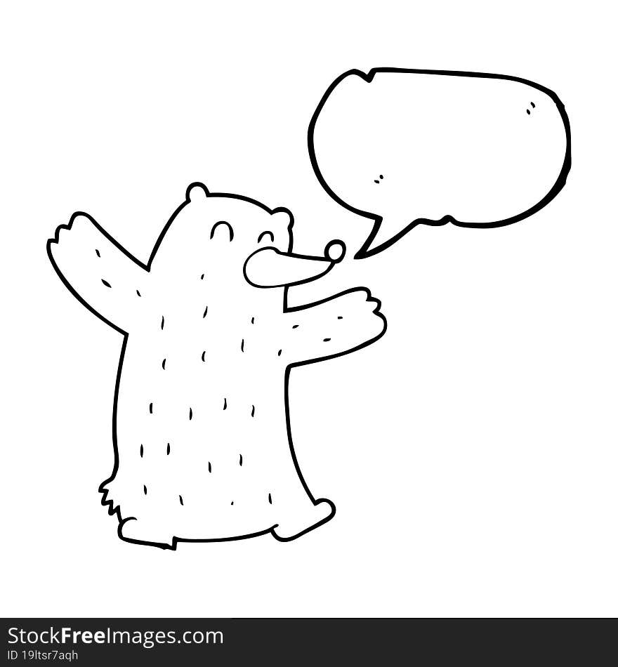 freehand drawn speech bubble cartoon bear