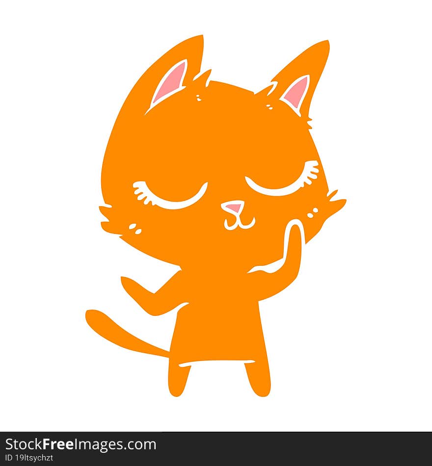 calm flat color style cartoon cat