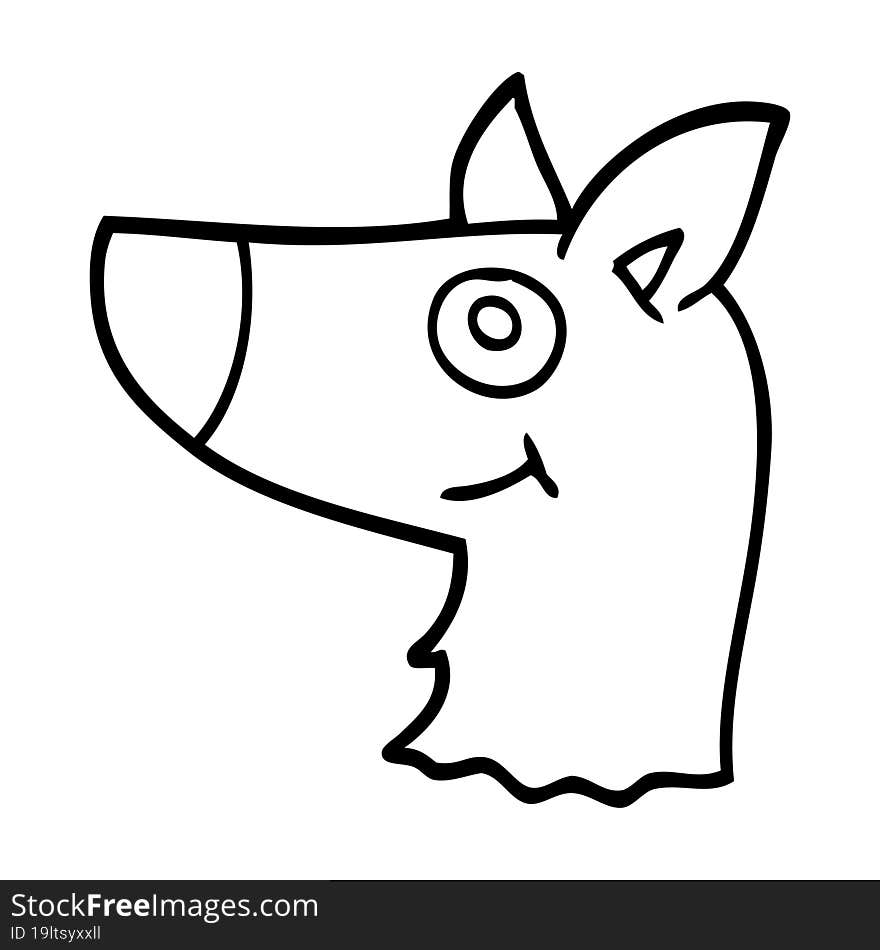 line drawing cartoon happy dog face