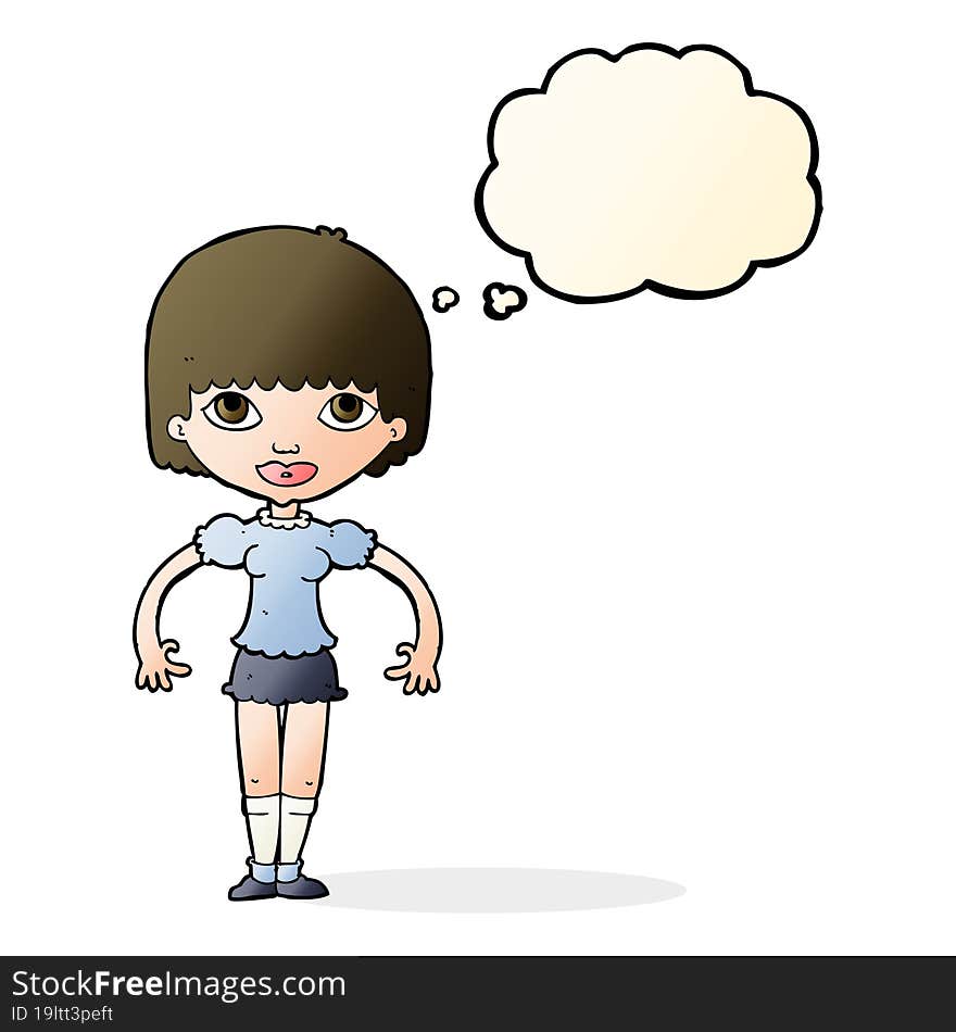 cartoon girl with thought bubble