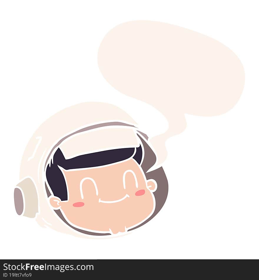 Cartoon Astronaut Face And Speech Bubble In Retro Style