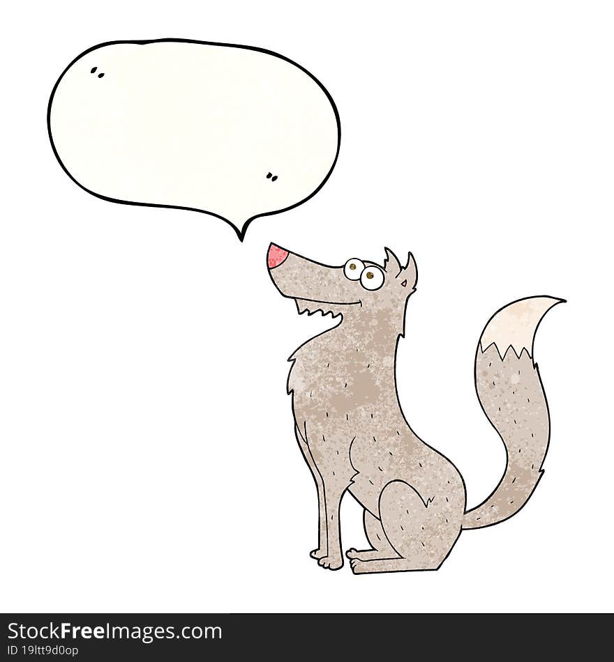 speech bubble textured cartoon wolf