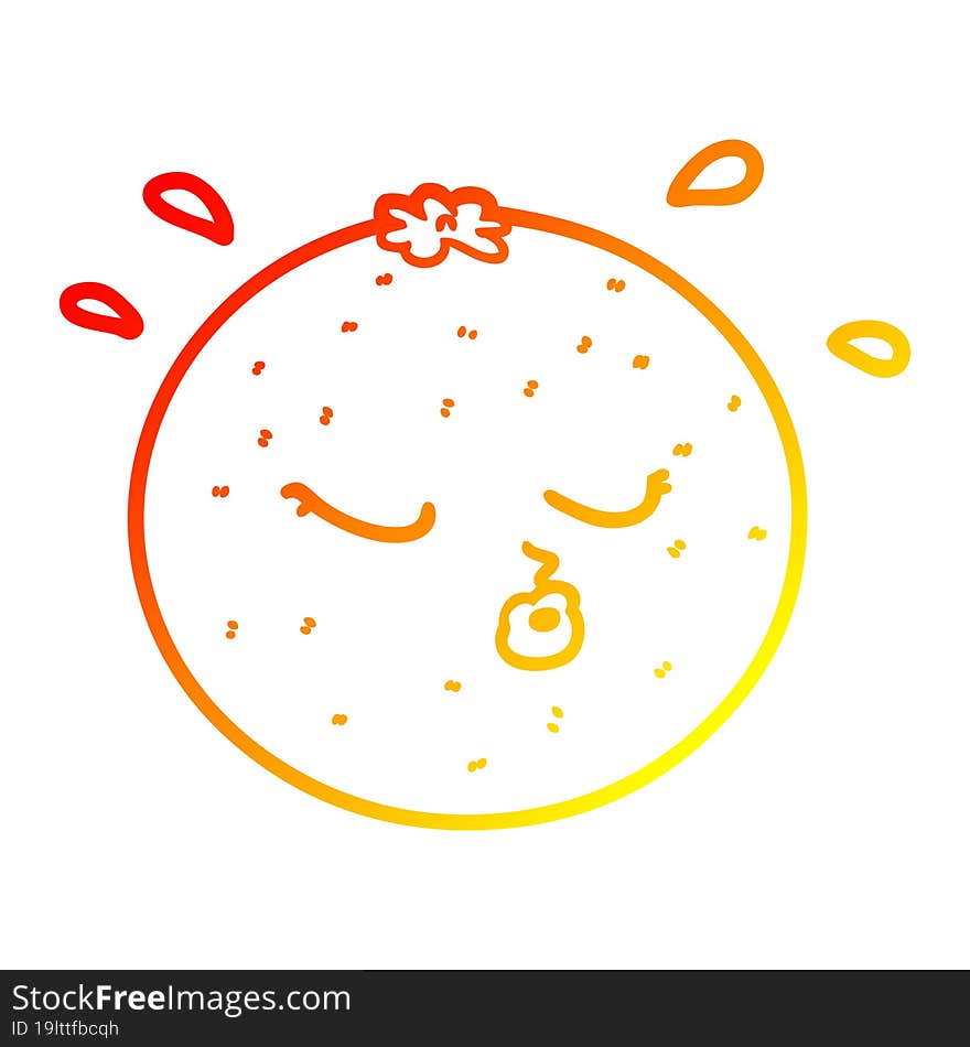 warm gradient line drawing of a cartoon orange