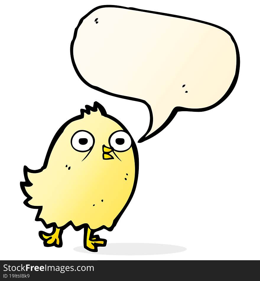 funny cartoon bird with speech bubble