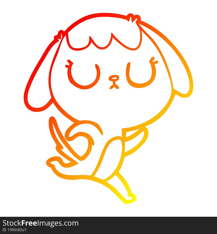 Warm Gradient Line Drawing Cute Cartoon Dog