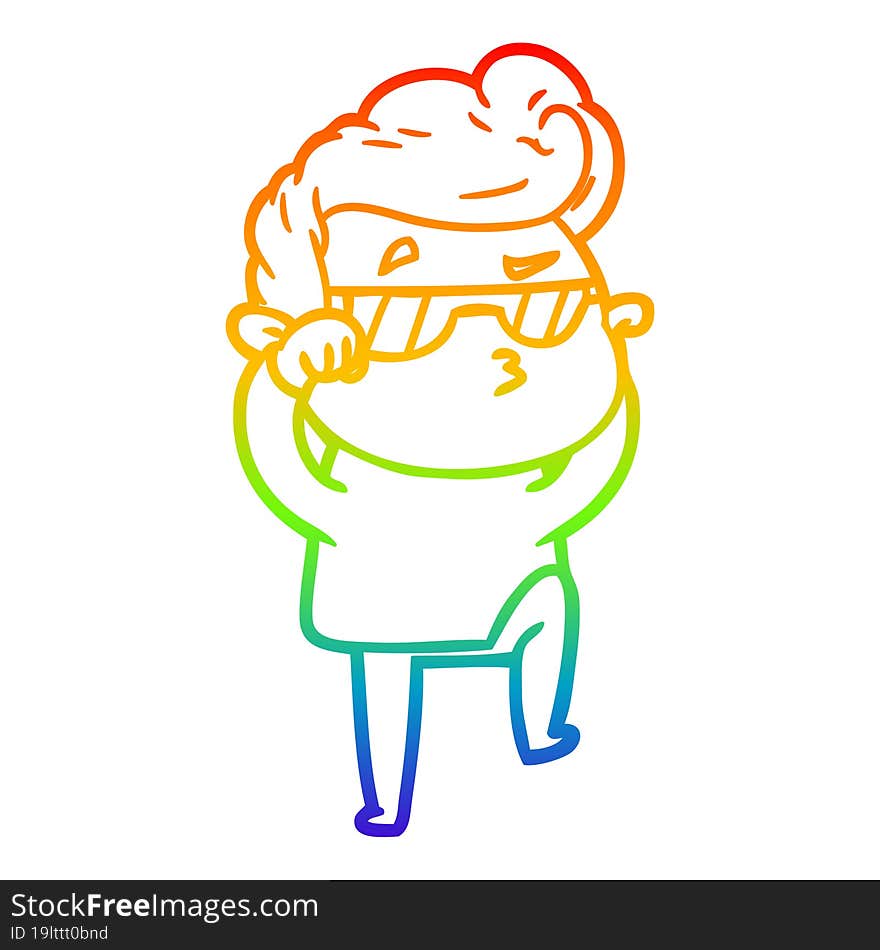 rainbow gradient line drawing cartoon cool guy