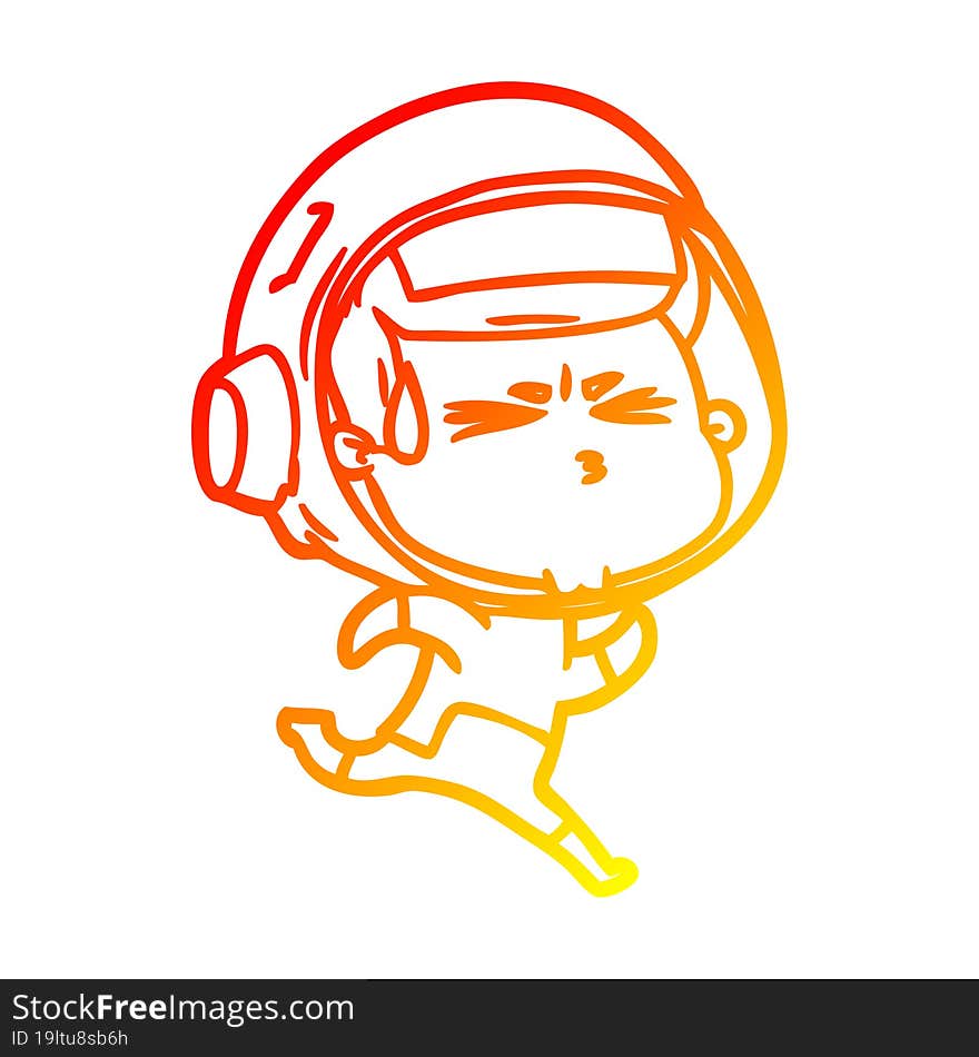 warm gradient line drawing cartoon stressed astronaut