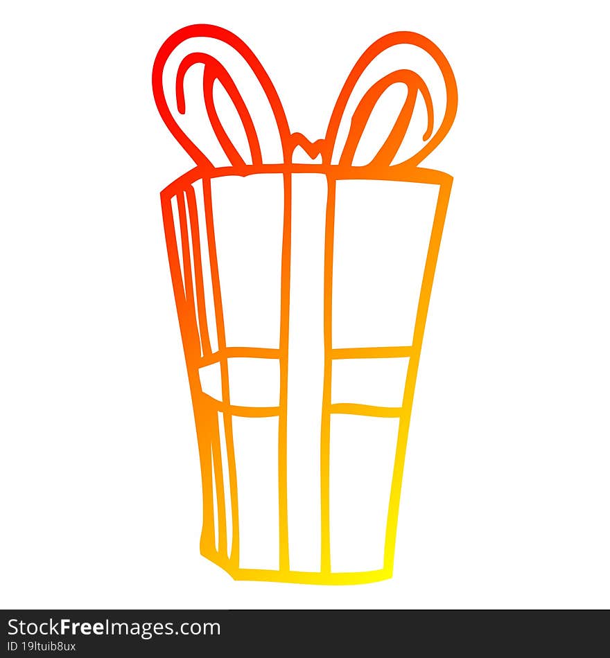 warm gradient line drawing cartoon wrapped present