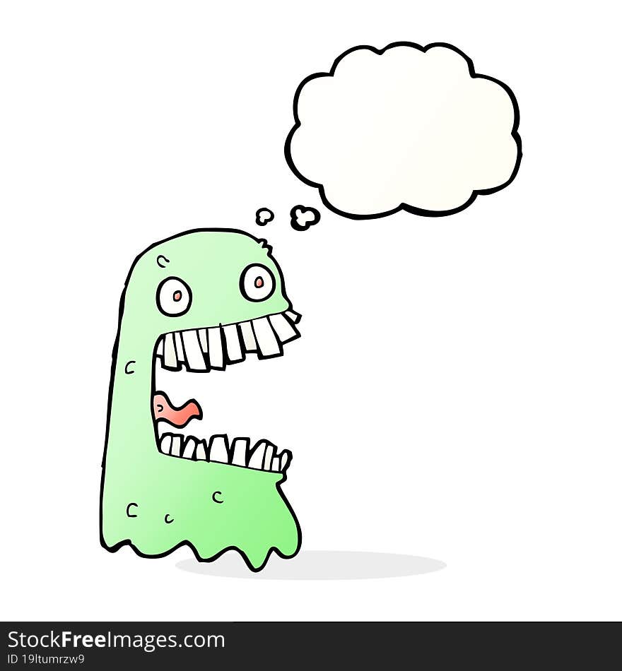 Cartoon Gross Ghost With Thought Bubble