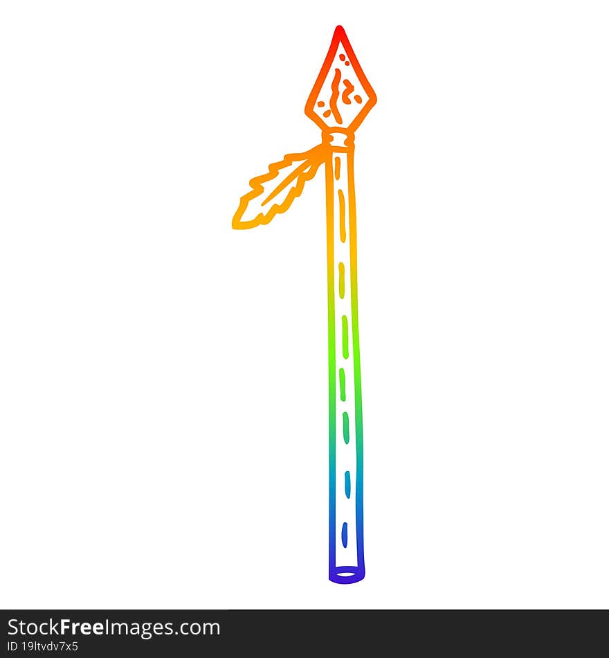 rainbow gradient line drawing cartoon long spear