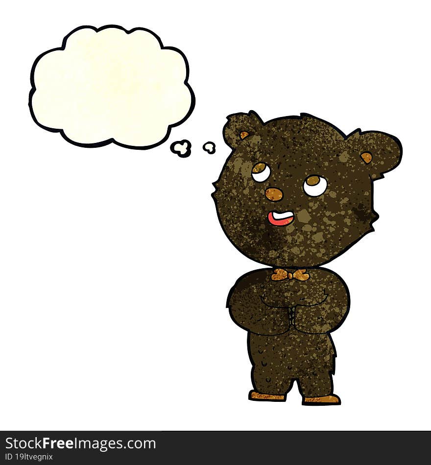 cartoon cute teddy bear with thought bubble