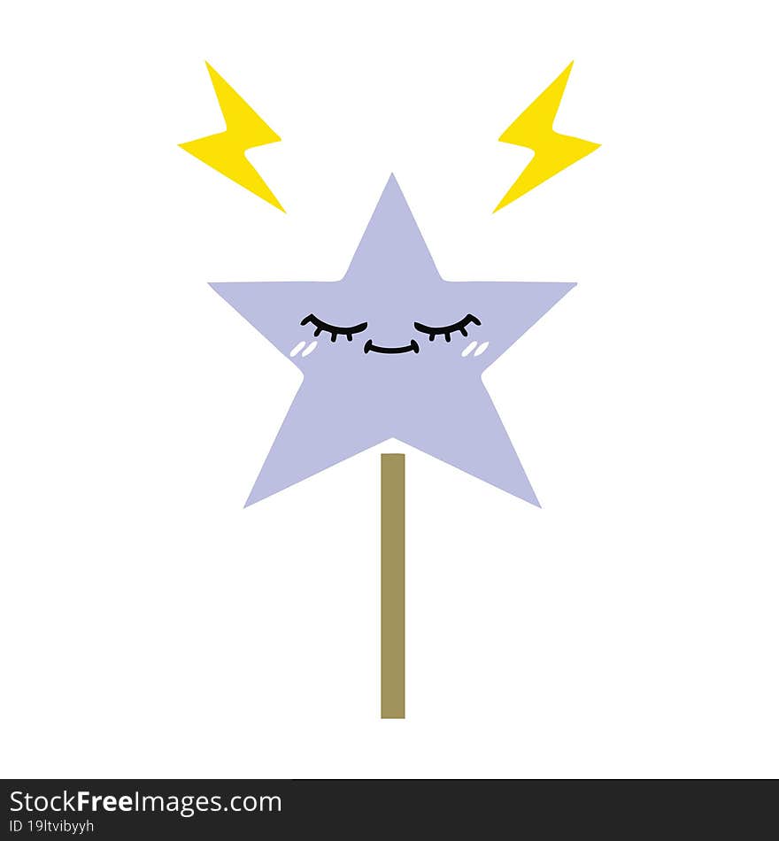 Flat Color Retro Cartoon Magic Wand