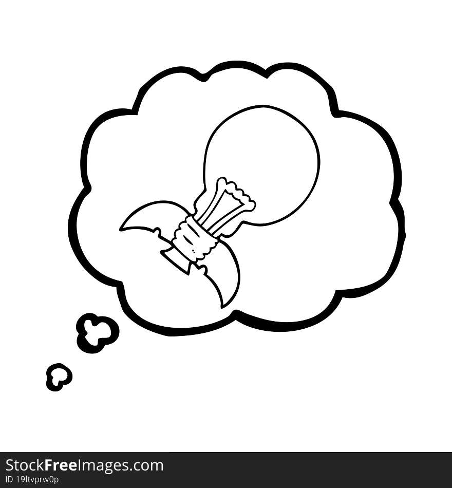 thought bubble cartoon lightbulb rocket ship