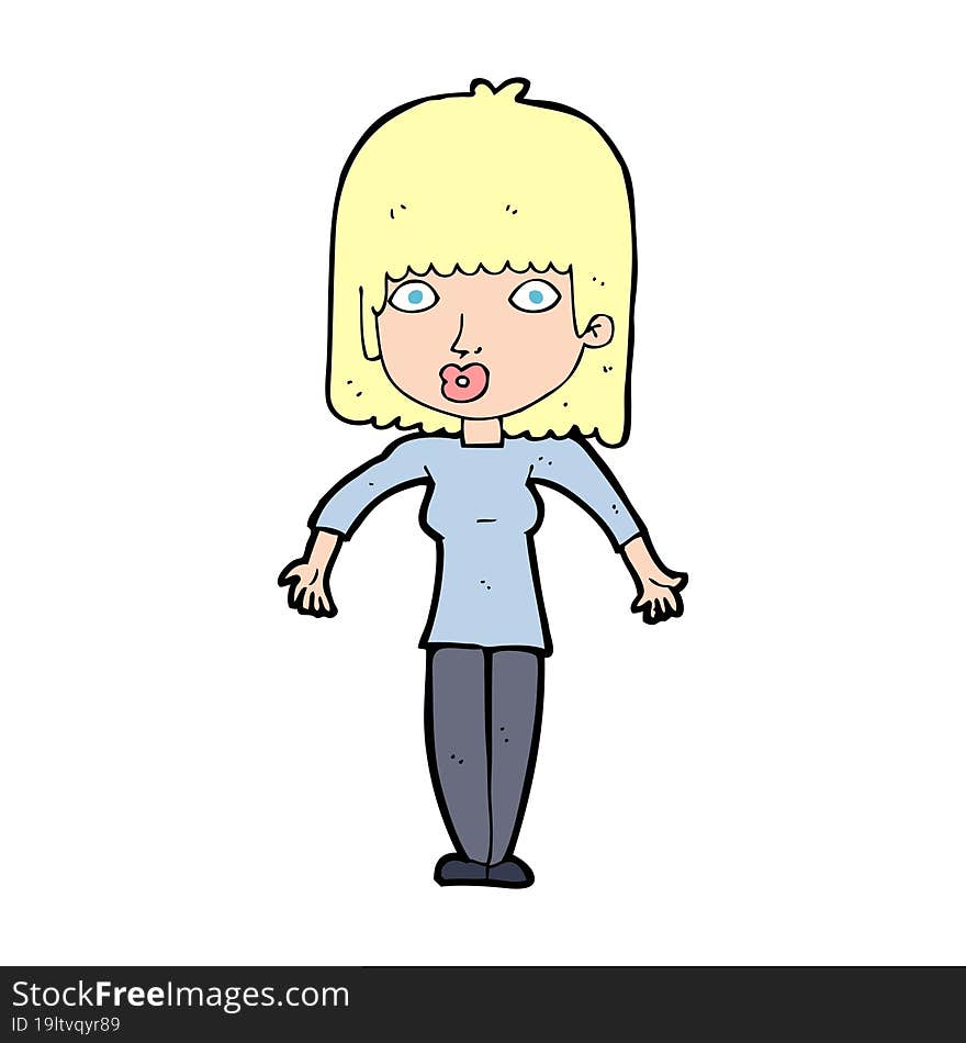 cartoon woman shrugging