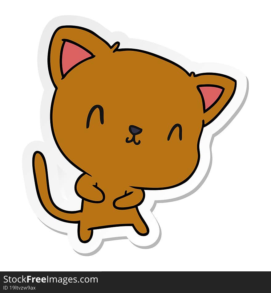 sticker cartoon illustration of cute kawaii cat. sticker cartoon illustration of cute kawaii cat