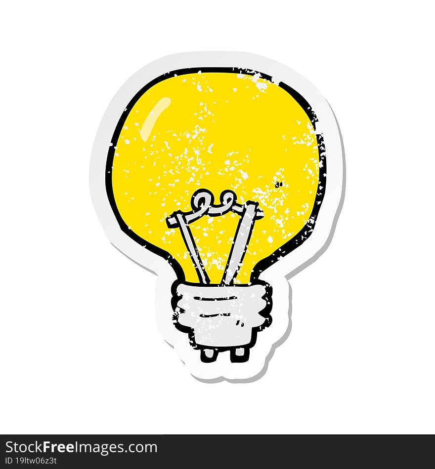 retro distressed sticker of a cartoon light bulb