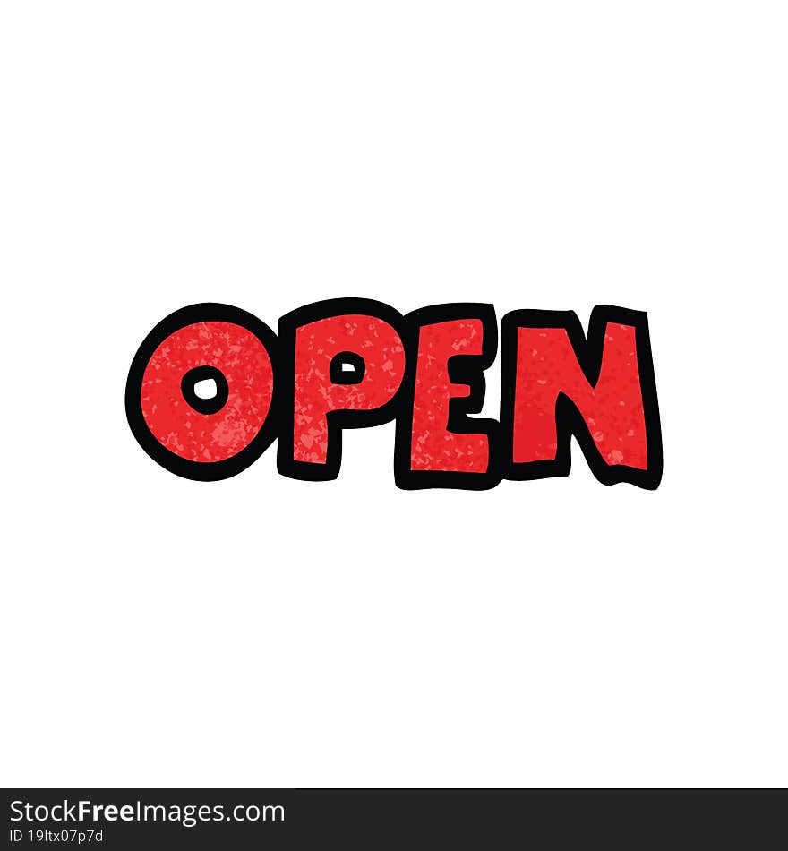 cartoon doodle open sign