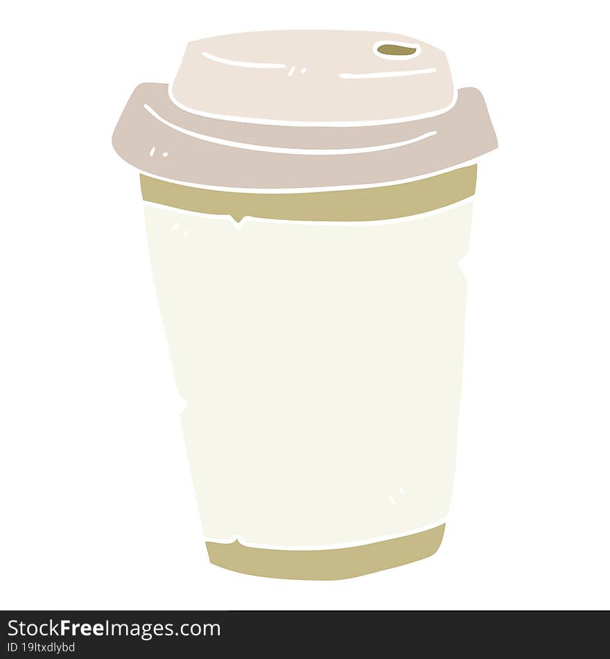 flat color illustration of a cartoon take out coffee