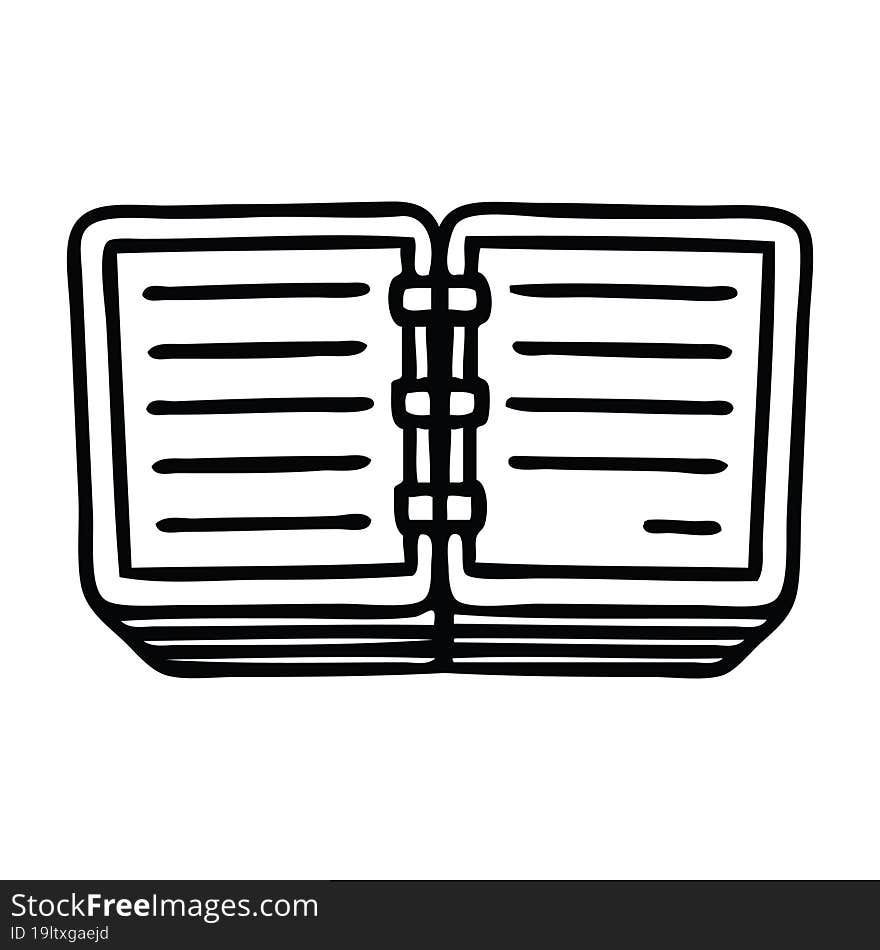 line drawing cartoon of a note book