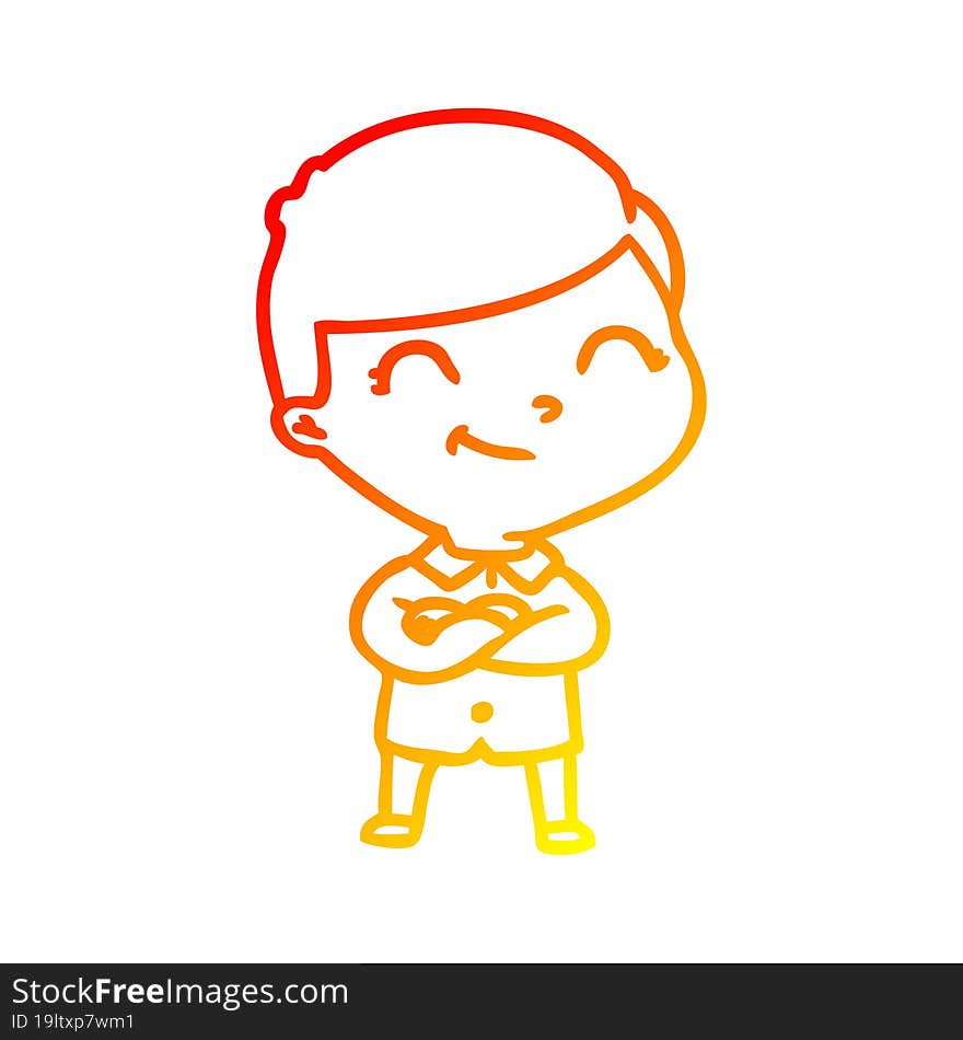 warm gradient line drawing cartoon boy smiling