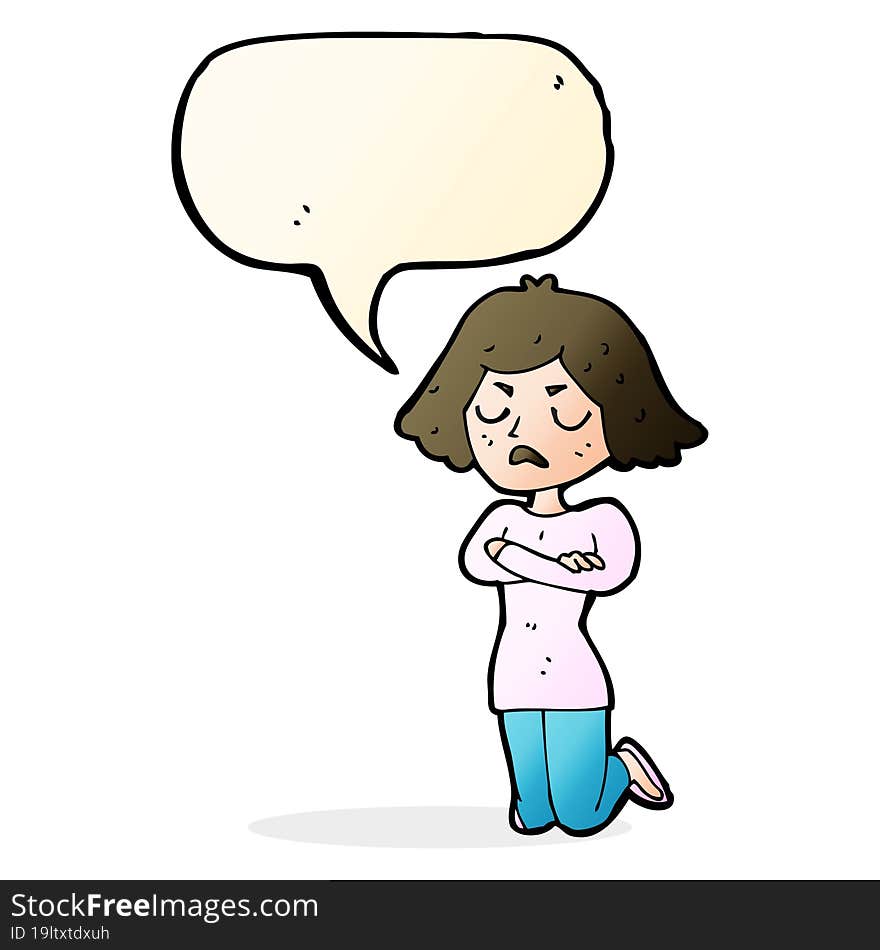 cartoon annoyed woman with speech bubble