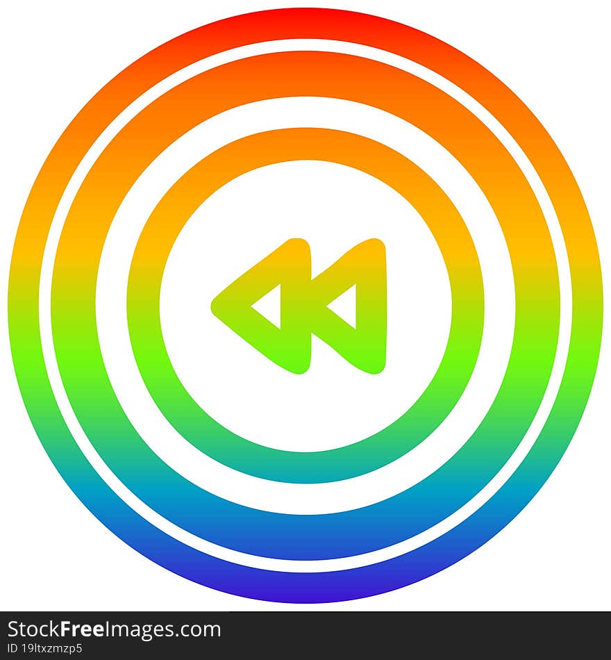 rewind button circular in rainbow spectrum