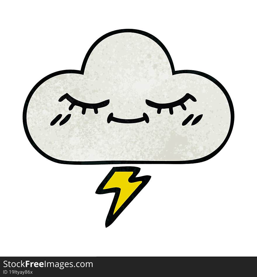 retro grunge texture cartoon thunder cloud