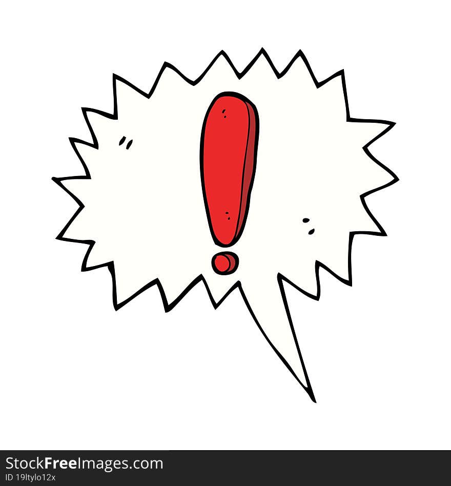 cartoon exclamation mark with speech bubble