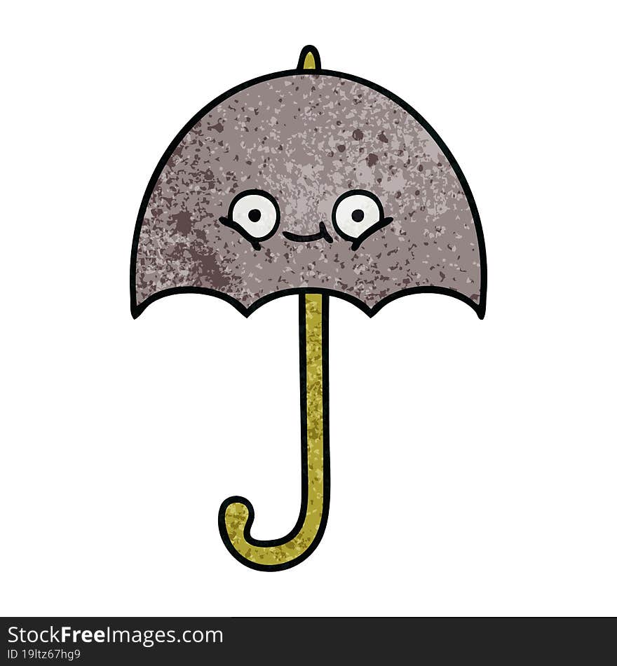 retro grunge texture cartoon of a umbrella