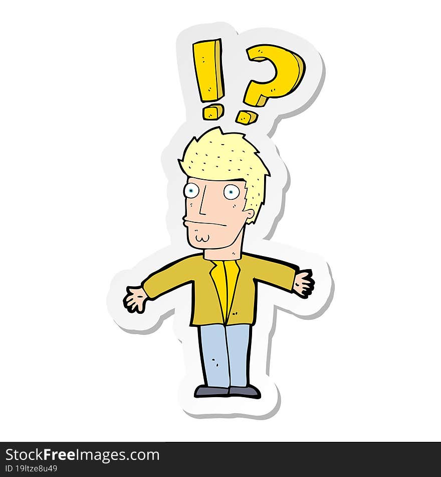 Sticker Of A Cartoon Confused Man