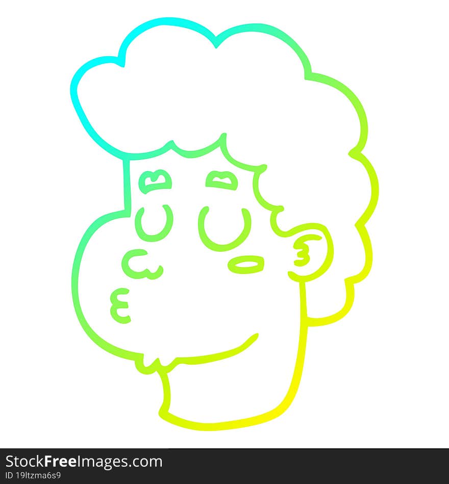 Cold Gradient Line Drawing Cartoon Male Face