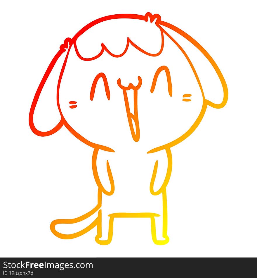 warm gradient line drawing of a cute cartoon dog