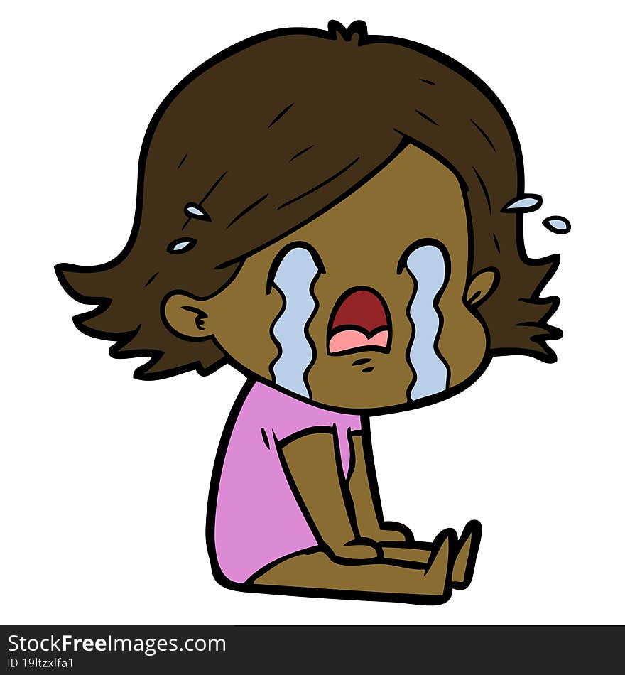 cartoon woman crying. cartoon woman crying