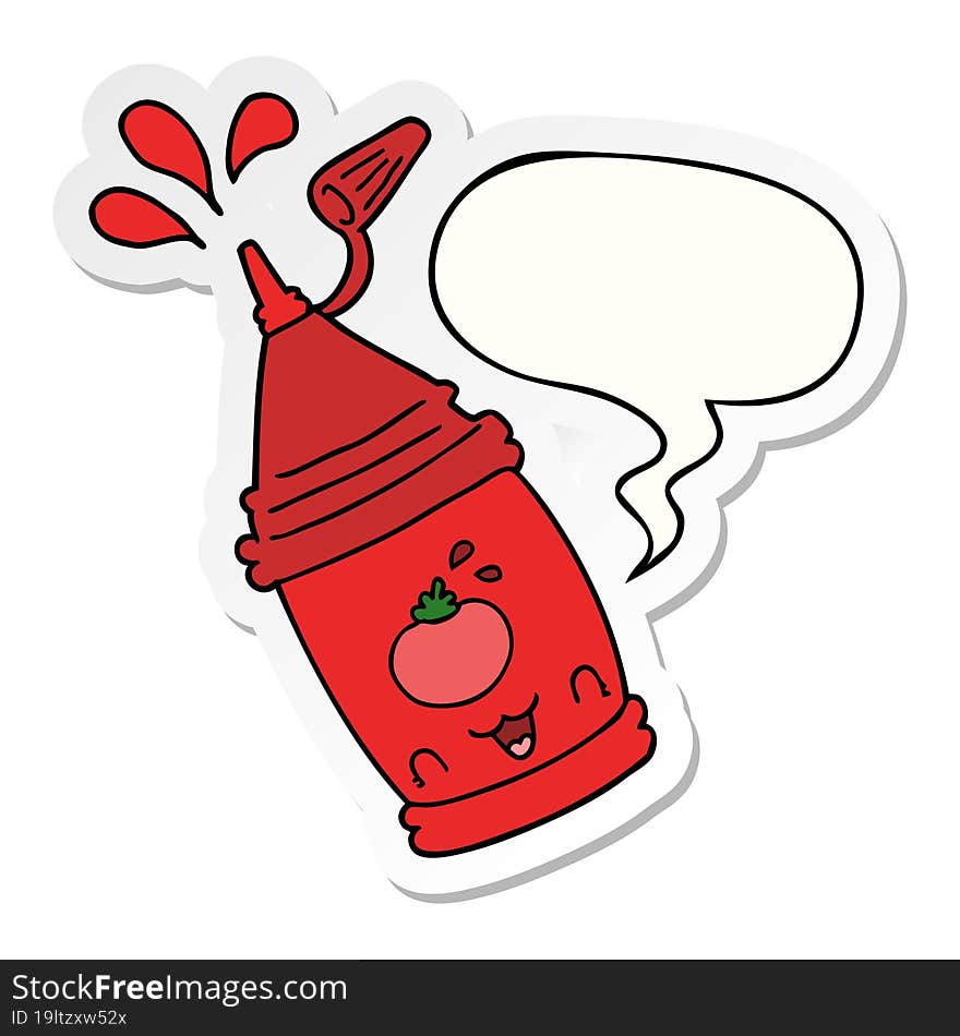 cartoon ketchup bottle and speech bubble sticker